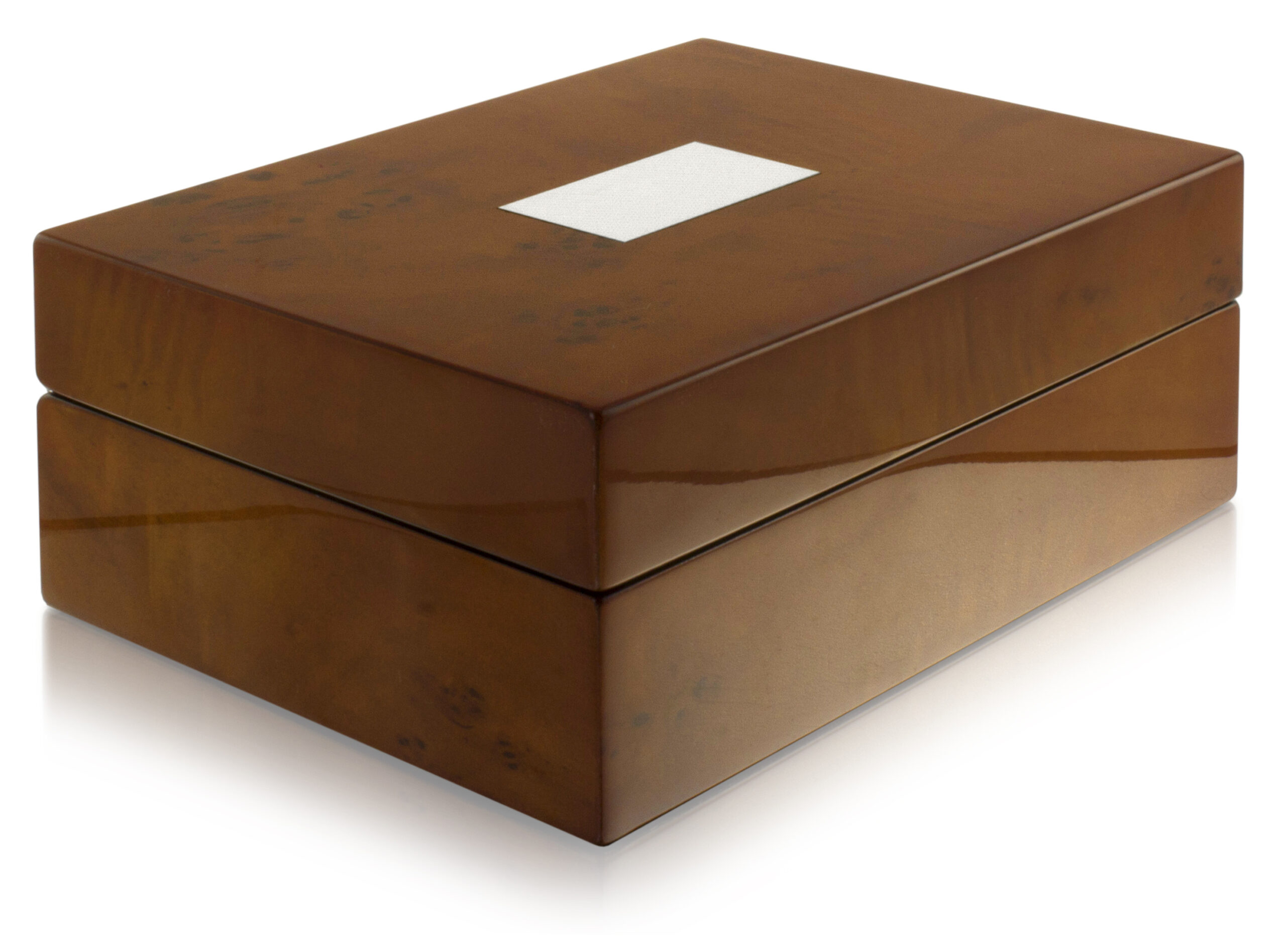 Walnut Lacquered Box With Engraving Plaque Side